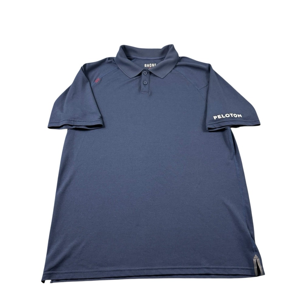 Rhone Blue Delta Peloton Performance Short Sleeve Polo Shirt Mens Size Medium
